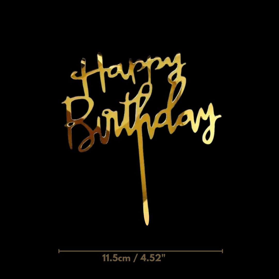Cake Topper Happy Birthday (Gold)