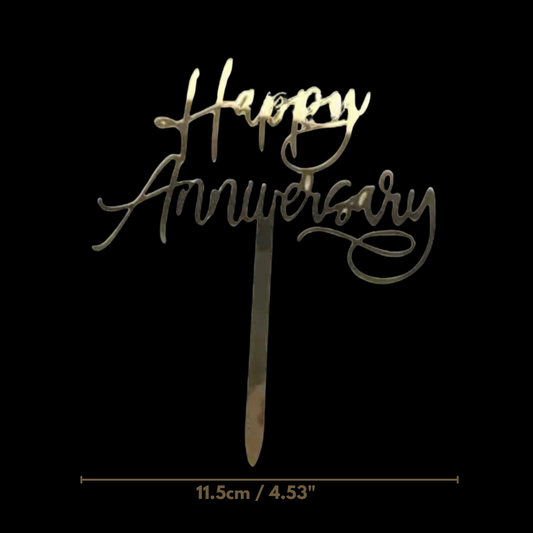 Cake Topper Happy Anniversary (Gold)